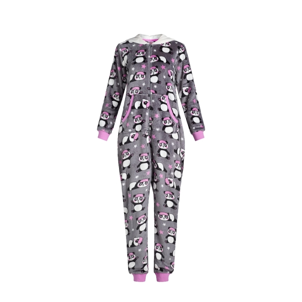 Holiday Time Union Women's Size S (4-6) Suit Panda Pajamas Onesie Costume